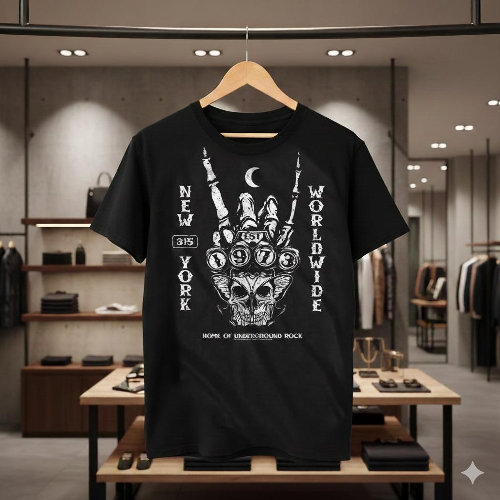 CBGB & OMFUG New York Worldwide Vintage Punk Rock T-Shirt (Black) - T673 L
