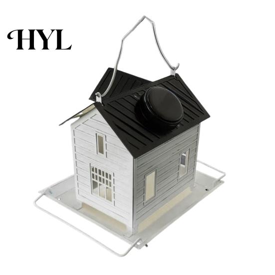 Weather-resistant Bird Feeder Hanging Metal House with Solar Lights for Dark Conditions Outdoor Lantern Garden Decor Unique Gifts Mom Grandma