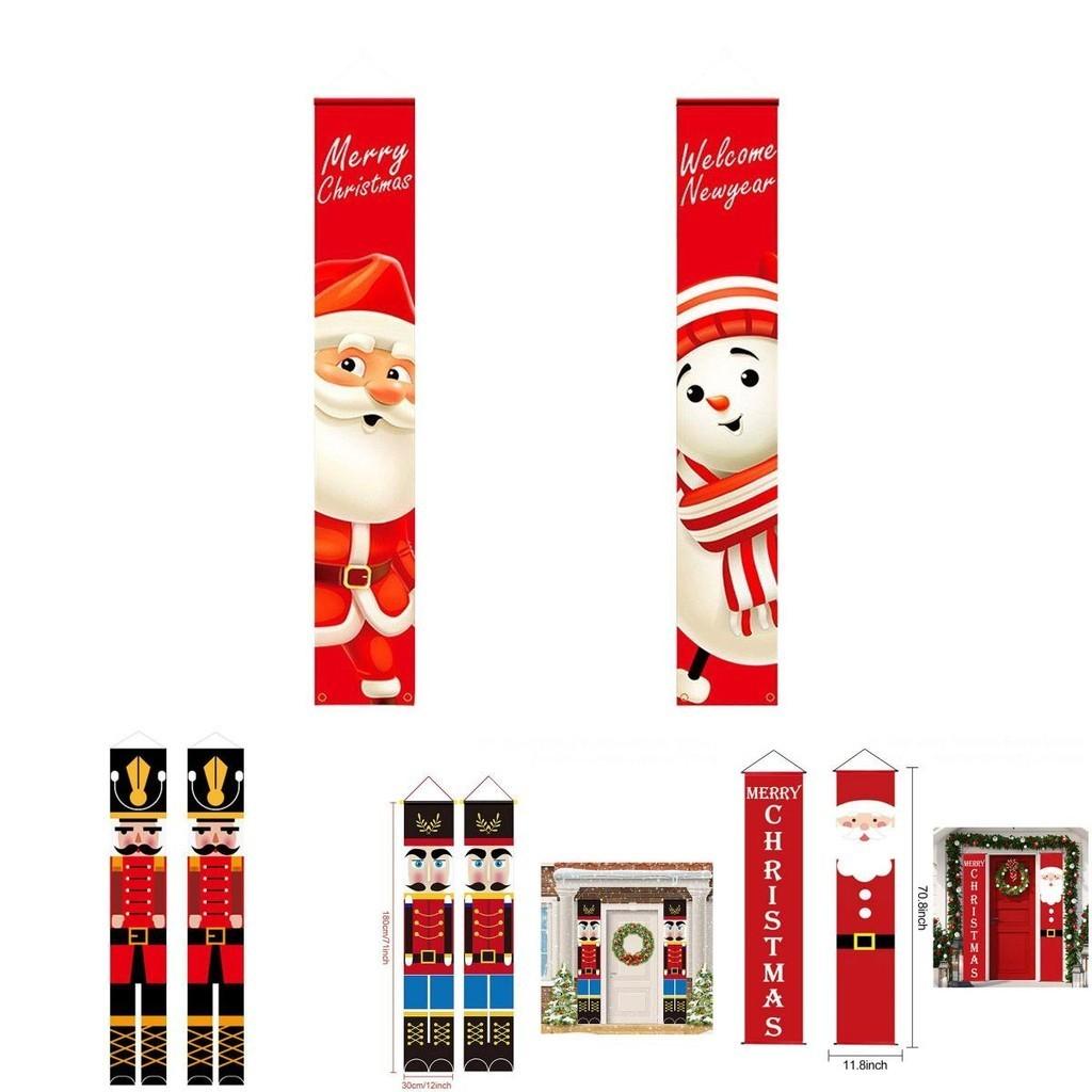 Festive Christmas Door Banner Snowman Santa Hanging Wall Decor