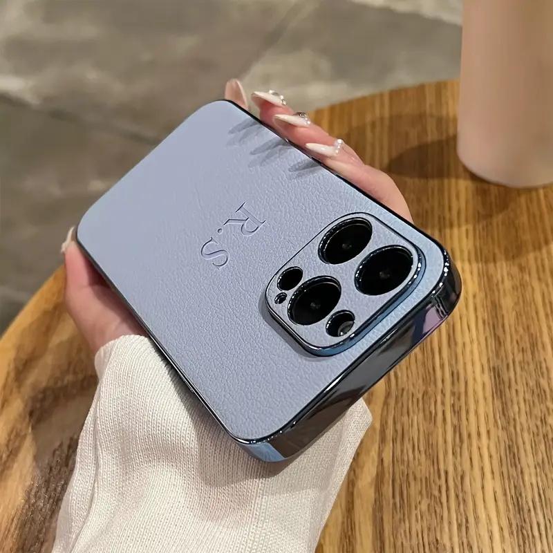 Personalisierte Initialen Namenshülle Für iPhone 17 16 15 14 13 12 11 Pro Max Plus Air-Leder Beschichtetes Lederhülle
