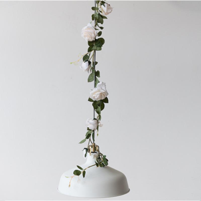 Guirlande De Roses Artificielles 1,8 M - Soie Et Fil Métallique - Décoration Mariage, Maison, Fête - Couleur Orange - 8