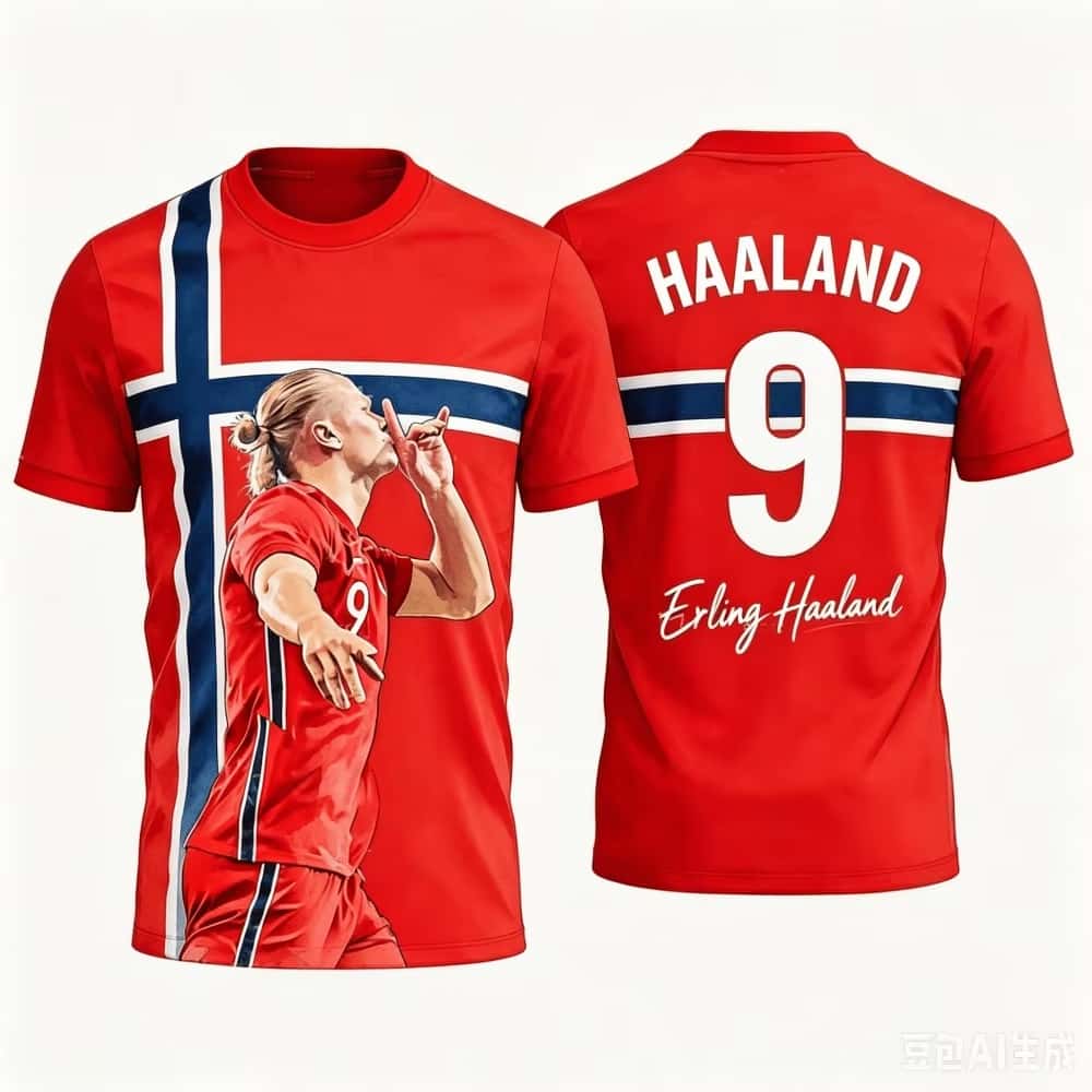 Norway # 9 Haaland # Signature Breathable Quick Drying Outdoor Sports and Leisure Adult/Children Short Sleeve T-shirt