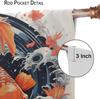 Japanese Koi Fish Curtain Big Wave Outline Asian Style Flower Art Carp Room Dark Door Window Made Of Polyester With Pole Pocket Washable