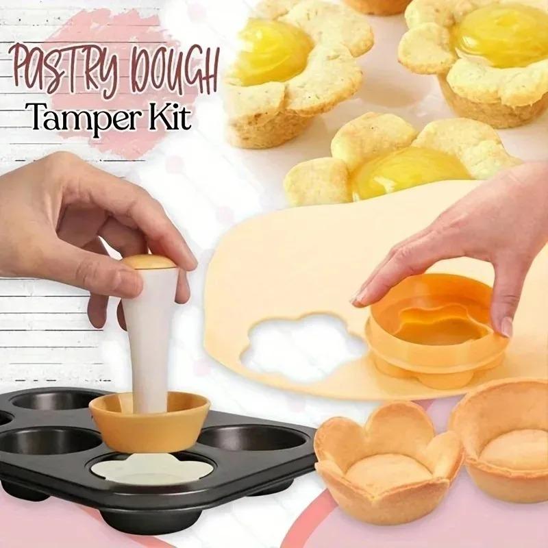 Flower Shaped Cutter Cake Mold Creative Cake Cup Presser Biscuit Mold Pastry Dough Tamper Set Pie Tamper Kitchen DIY Baking Tool