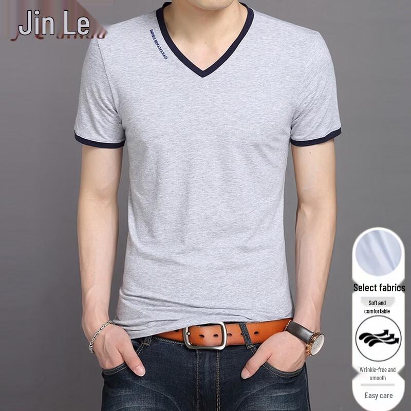 Men s Cotton Blend V-Neck Short Sleeve T-Shirt 2XL