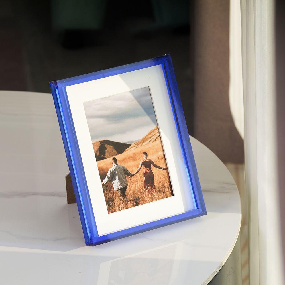 Acrylic Neon Picture Frame Desk Bright Full Colored Decorative Photo Frame for Home Office Bedroom Tabletop Gallery Display