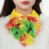 Color Block Scarf: Women's Four Seasons Warm Flower Neck Warmer – Fashionable Korean Style, Versatile Collar.