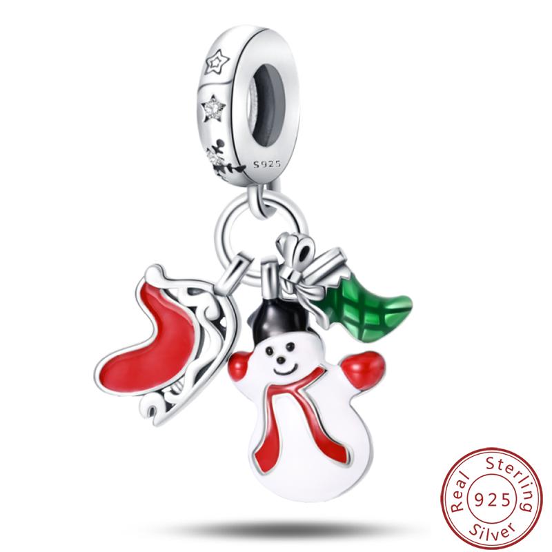 Copper Romantic Christmas Snowman Gingerbread Santa Claus Charms Bead Fit 3Mm Diy Fine Jewelry Accessories