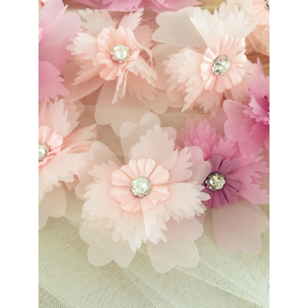 5 Stück 3D Strass Spitze Blumen Aufnäher Applikation für Hochzeitskleid Haarnadel Brosche Zubehör