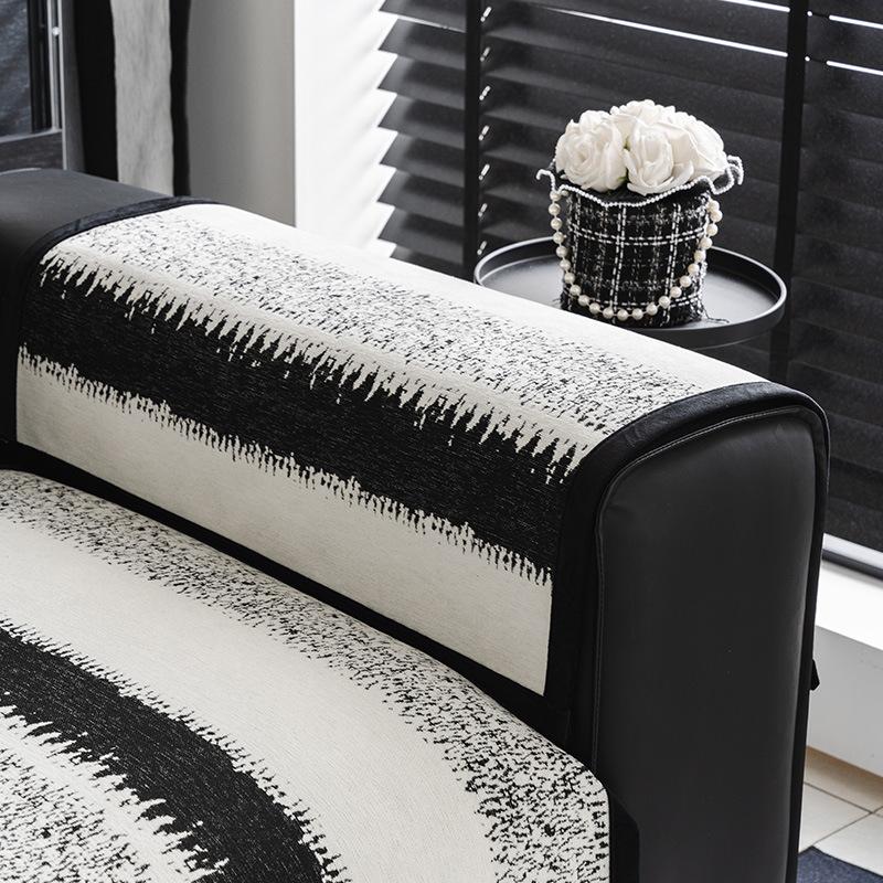 New Chenille Sofa Covers Black White Stripe Sofa Cushion Home Decor Armchair Towel Furniture Seat Cover Sofa Mat for Living Room