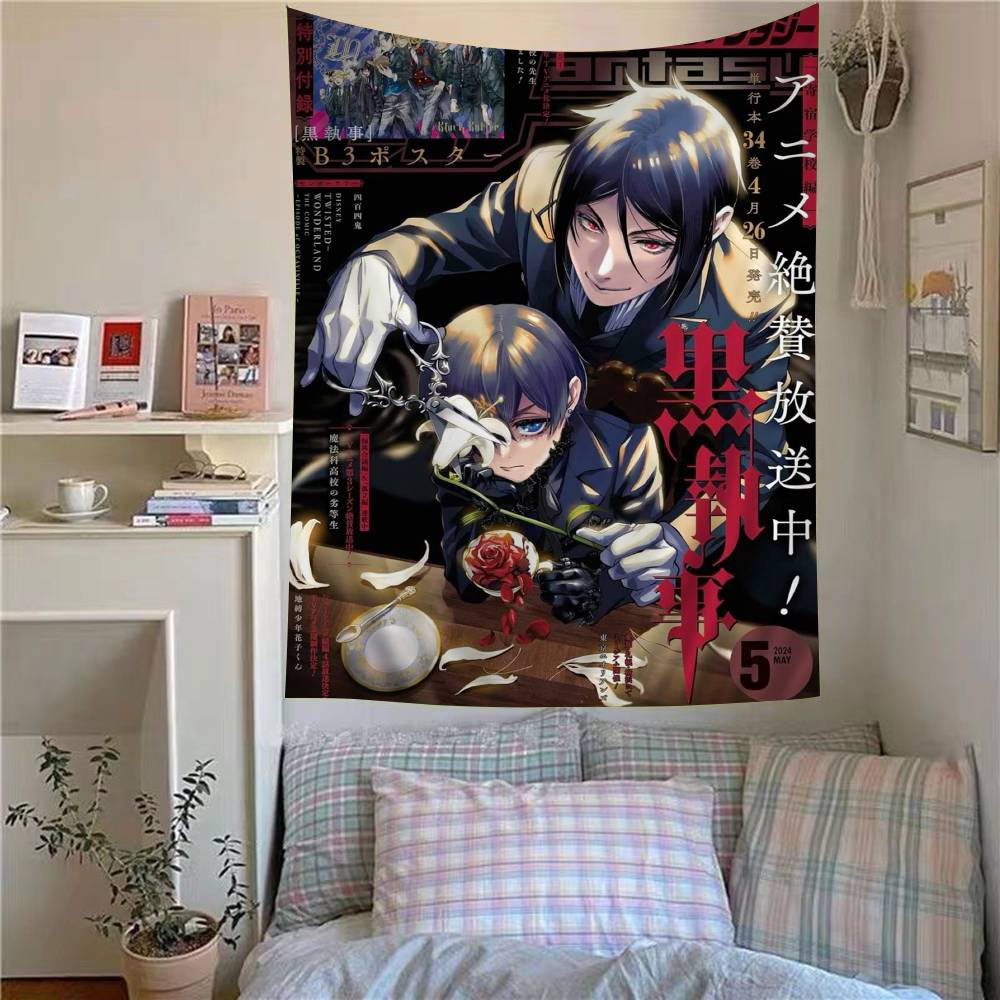 Anime Cool Black BButler Colorful Tapestry Wall Hanging Bohemian Wall Tapestries Mandala Wall Art Decor