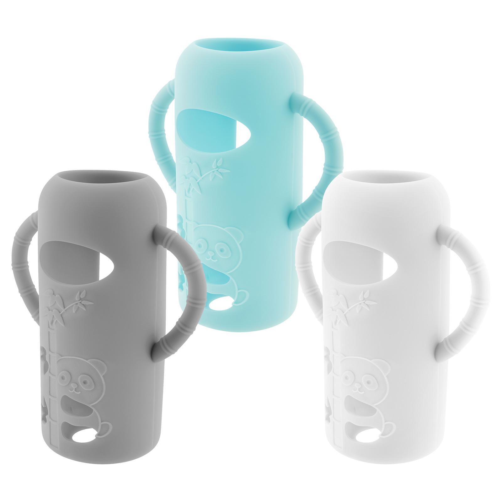 3 Stück Silikonflaschenhüllen für Dr. Brown's Glas-Babyflaschen Lebensmittelechte Silikon-Flaschenhüllen Isolierte Babyflaschenabdeckung white