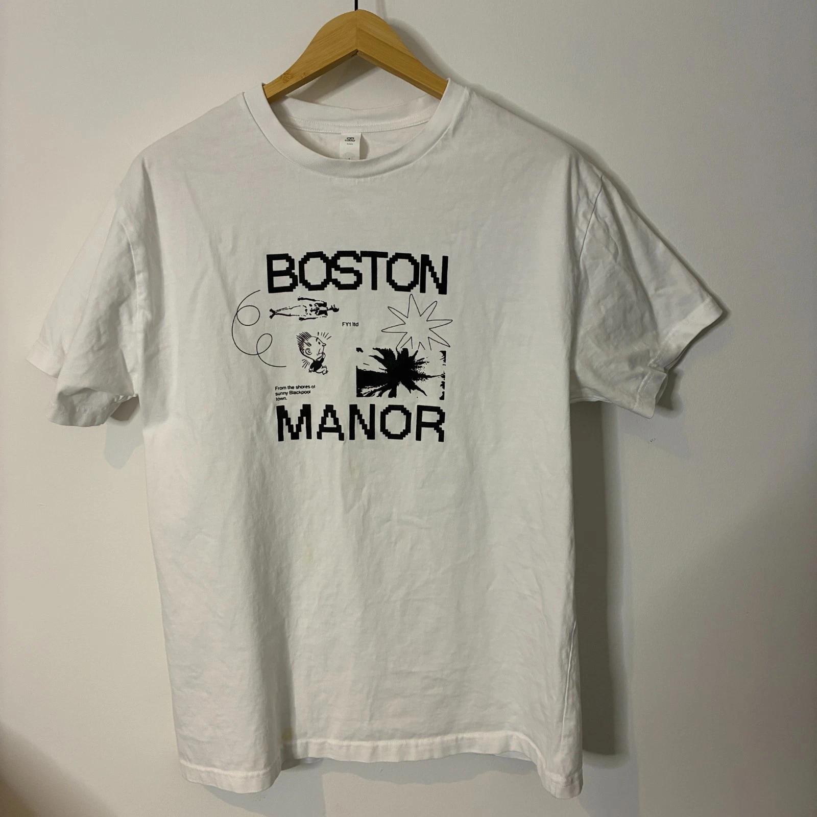 

Boston Manor Shirt Mens Large White Container Band Rock Double-Sided 4XL