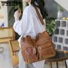 WTEMPO Retro sepraná kožená kabelka Módní Velkokapacitní vícekapsová Tote Bag Women