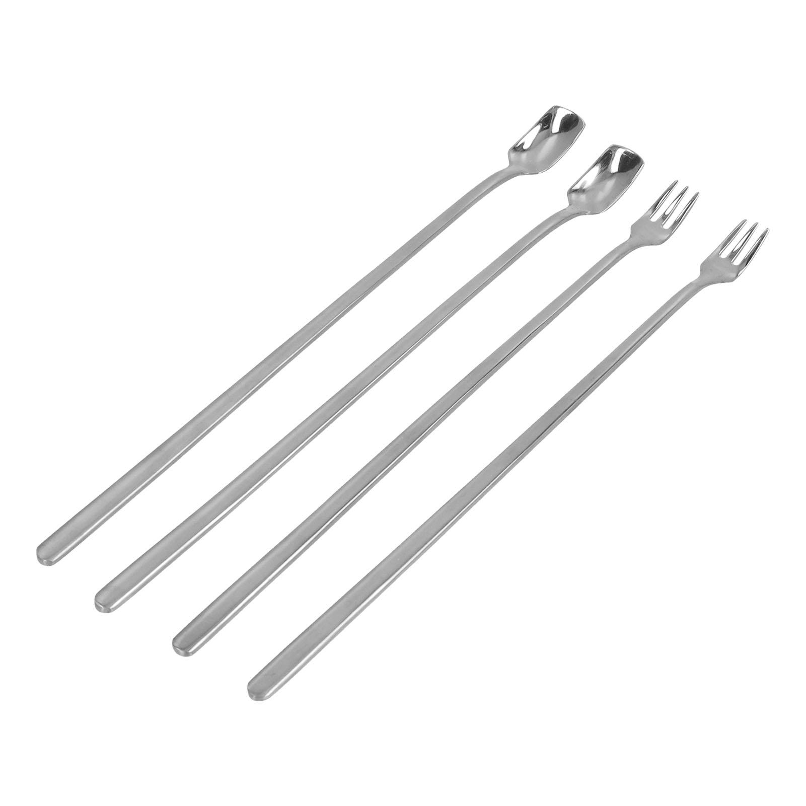 

4Pcs 304 Stainless Steel Coffee Spoon Handle Coffee Spoon and Fork with Head Easy Cleaning for Cafe and Bar
