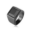 2026 Jewelry, European and American Personality Simple and Cold Style Square Black Gemstone Men's Ring