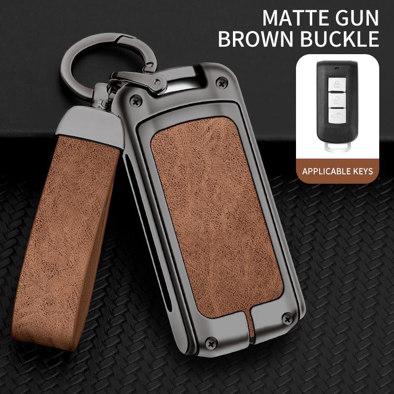 Zinc Alloy Leather Car Key Case Key Case For Mitsubishi Outlander Pajero Lancer Ex Evolution X Ralliart Asx L200 Triton Colt