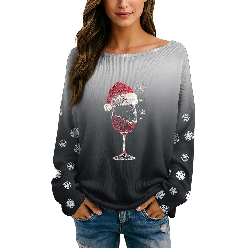 Womens Fall Sweaters Long Sleeve Print Tops Pullover Sweaters Loose Dressy Casual Basic Clothes