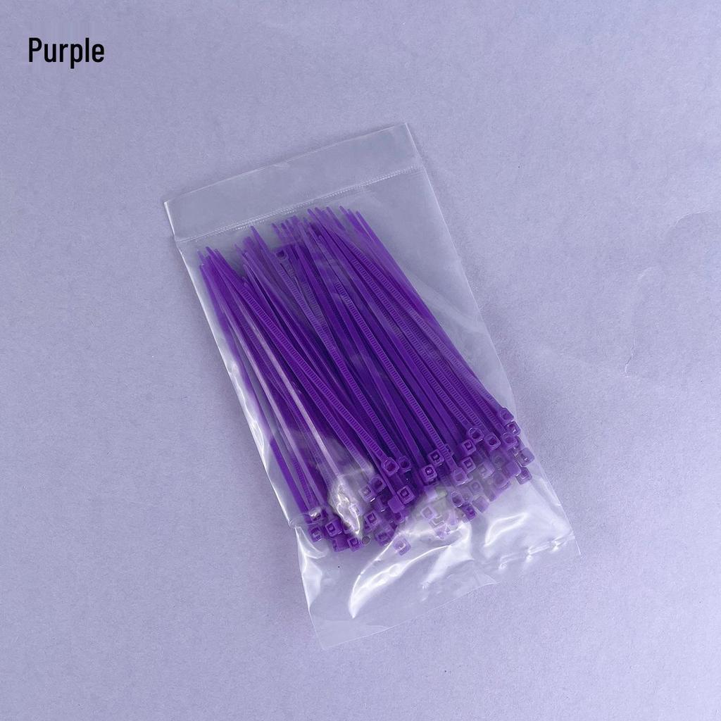 Multi-Color Nylon Zip Ties - 2x100 Pack, Small 2.4mm Wide In Blue, Red, Yellow, Green, Orange, Black, White & Pink