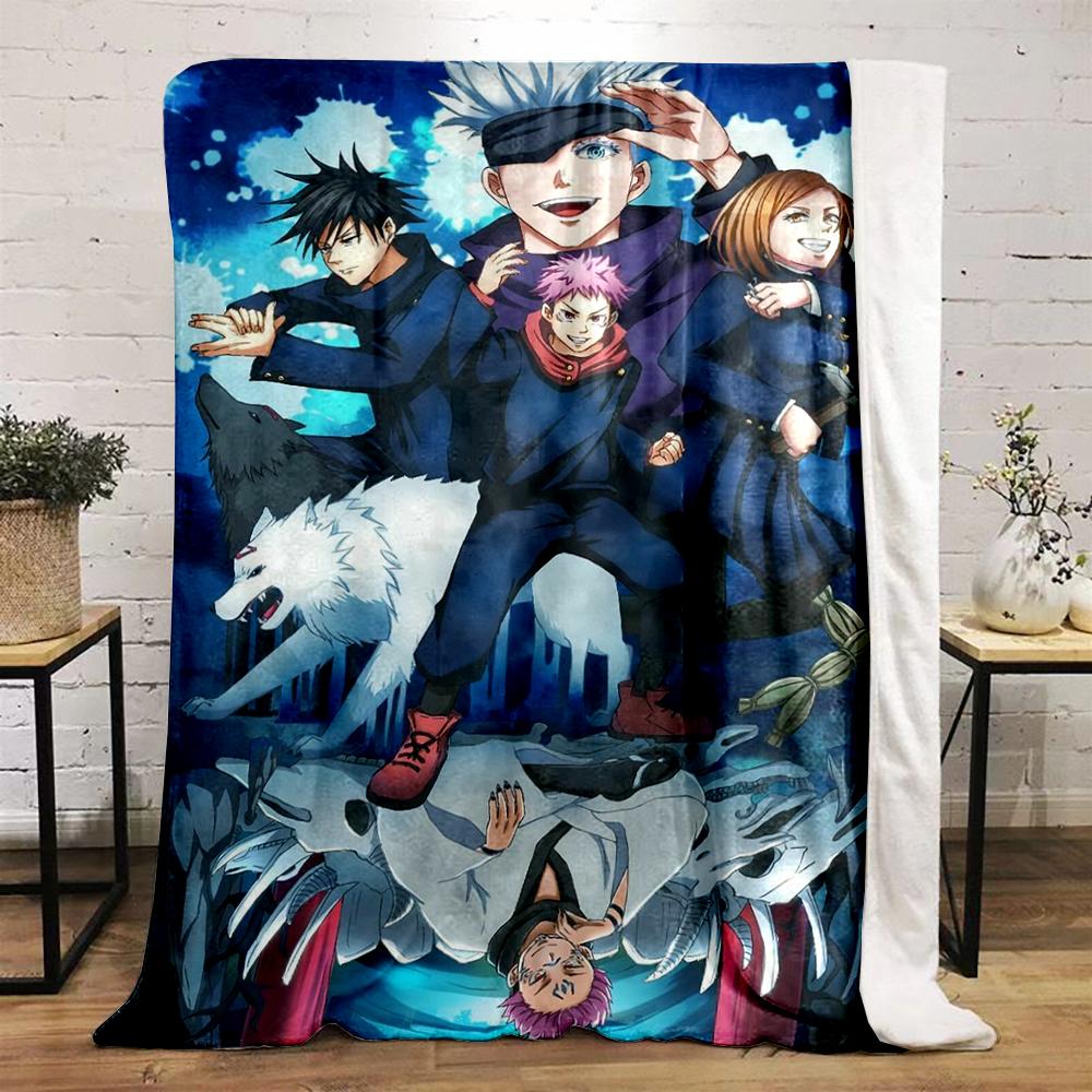 Jujutsu Kaisen Anime Characters Blanket Design Flannel Blanket for Bedroom, Living Room, Sofa, and Nap Sofas.