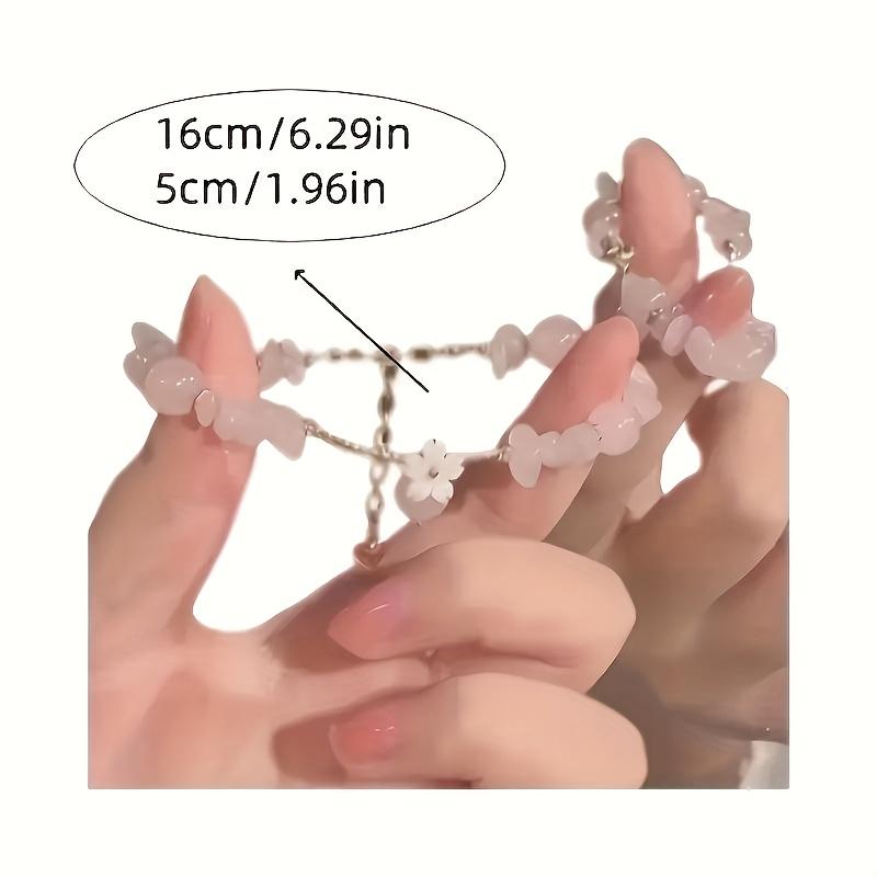 1 bracelet élégant en perles de verre fleur de cerisier avec pendentif fleur, bijoux pour femmes pour toutes les saisons