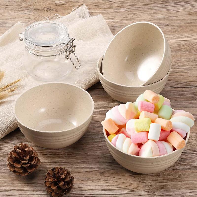 Eco Wheat Straw 12pcs Dinnerware Set Unbreakable Plates Bowls Reusable Plastic Tableware Lightweight for Family Gathering Party Use