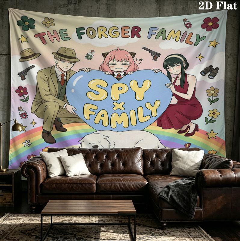 Arazzo da Parete Spy Family Appeso Estetico alla Parete Coperta in Tessuto Stampato Arazzi Decorativi per Camera da Letto Soggiorno Arredamento Casa