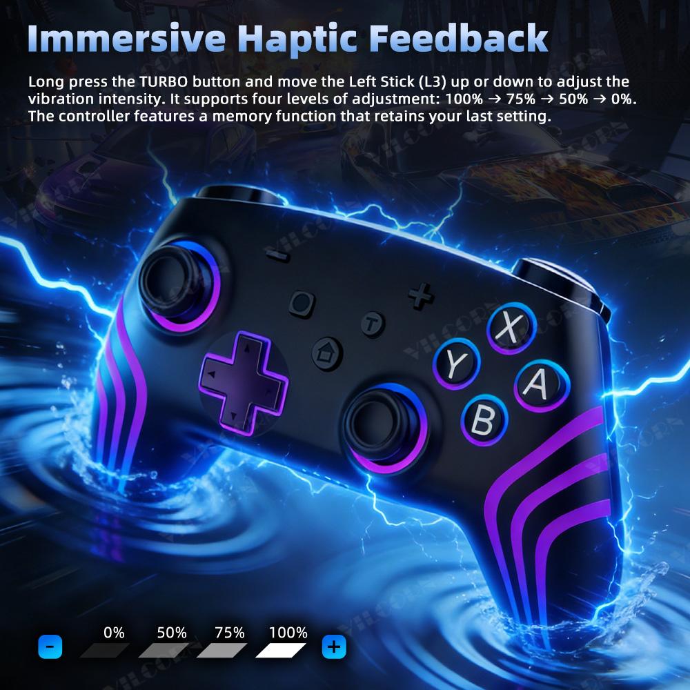Wireless Game Controller for NS Switch Lite RGB Gamepad with Six Axis Gyro Sensor 3D Joystick For PC Game Accessories