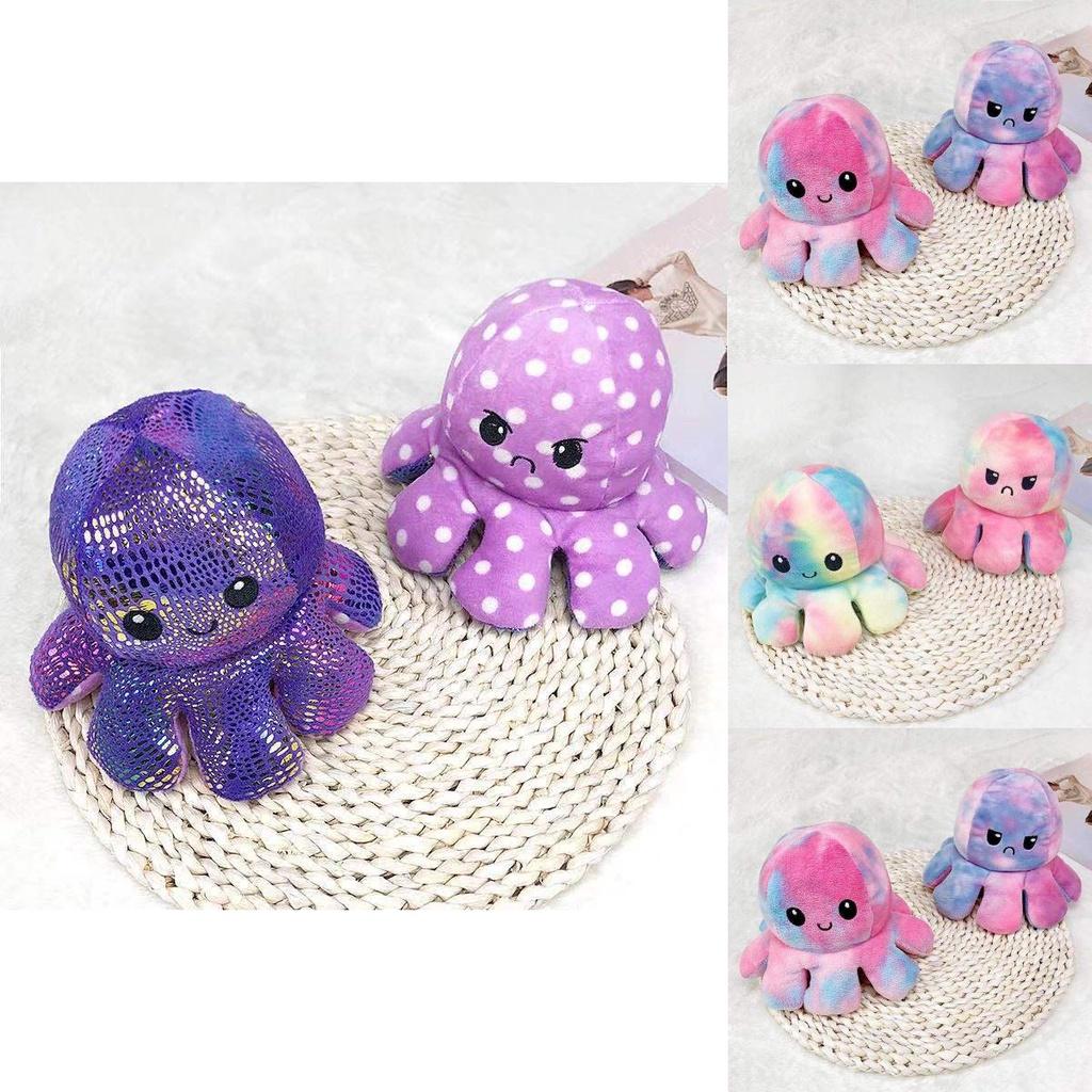 Adorable Sequin Double-sided Flip Reversible Octopus Plush Toy For Kids Joyful Moments
