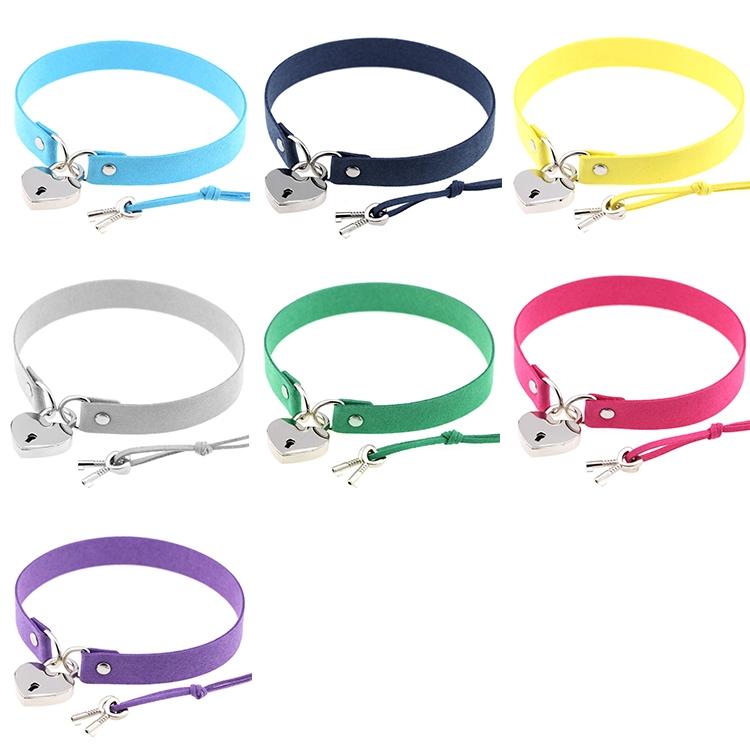 Simple Punk Style Love Lock Flannel Sexy Necklace Collar, Random Color Delivery