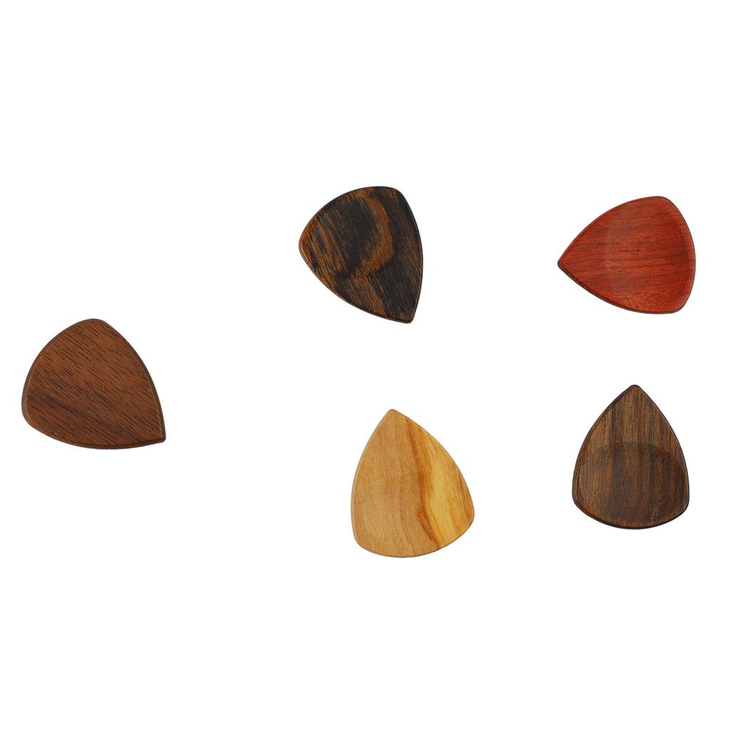 Wood Guitar Pick Box Smoothly Appearance Delicate Lightweight Portable Pick Case with 5Pcs Guitar Picks