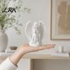 Office Desk Ornament 3D Printed Angel Figurine, Small Crouch Tabletop Ornament, Living Room Decoration White Winged Sculpture for Home Garden