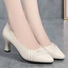 Women's Leather Shoes, Soft-soled, Comfortable, Suitable for Commuting and Professional Wear, Pointed-toe High Heels, Versatile Soft Leather Flats