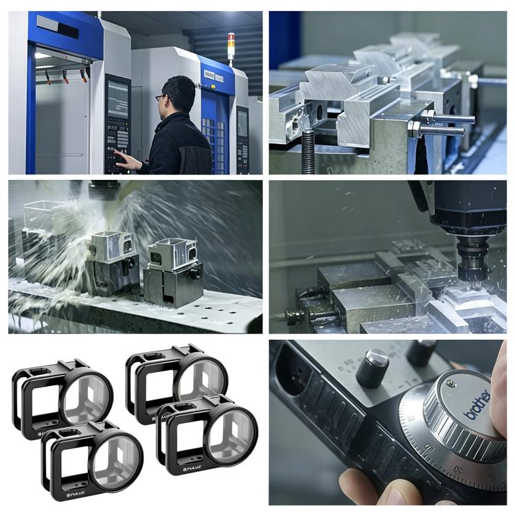 Schwarzer CNC-Aluminiumlegierungs-Schutzkäfig, 58mm UV-Filter-Objektivdeckel Multi-Erweiterungs-Rig Wärmeableitendes Rahmen für GoPro MISSION 1 / 1 PRO