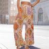 Pantaloni da donna stampati a gamba larga con tasche, vita alta con coulisse, pantaloni casual larghi