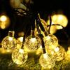 LED Solar Crystal Globe String Lights Warm White Light Outdoor Garden Patio Yard Pathway Party Decorative Fairy Light Waterproof