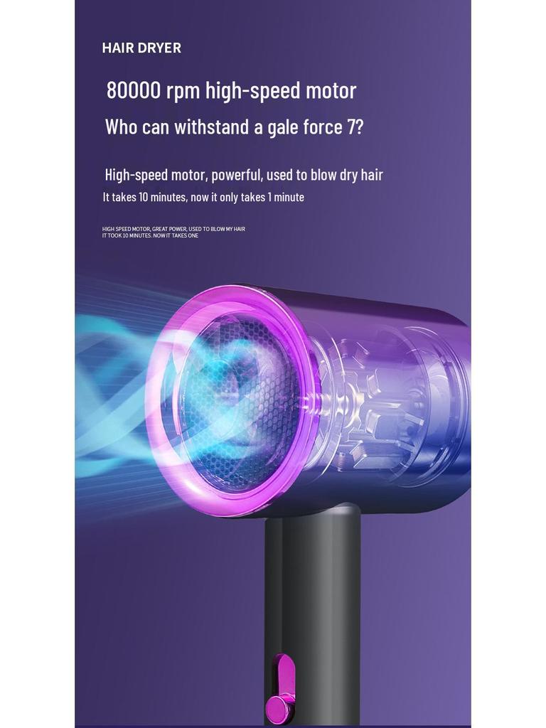 Smart Noise Reduction Hair Dryer - Blue Light, High Power, Quick Dry, Constant Temperature, Ideal for Student Dorms