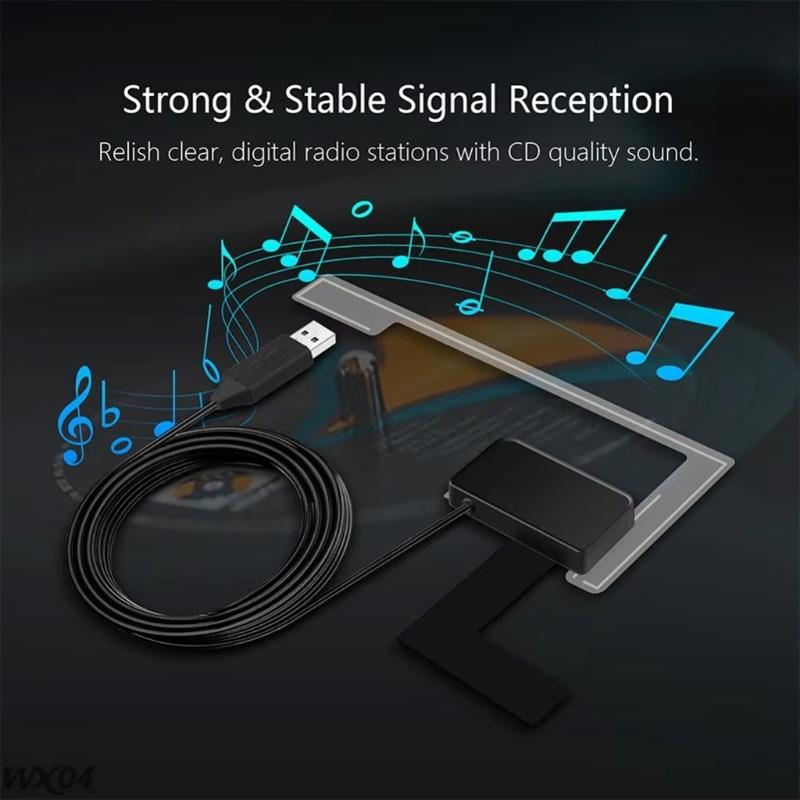 Advance Car DAB+ Radio Receiver USB Interfaces SMA Antenna for Clear Sound Reception Long Lasting Use Quick Installation