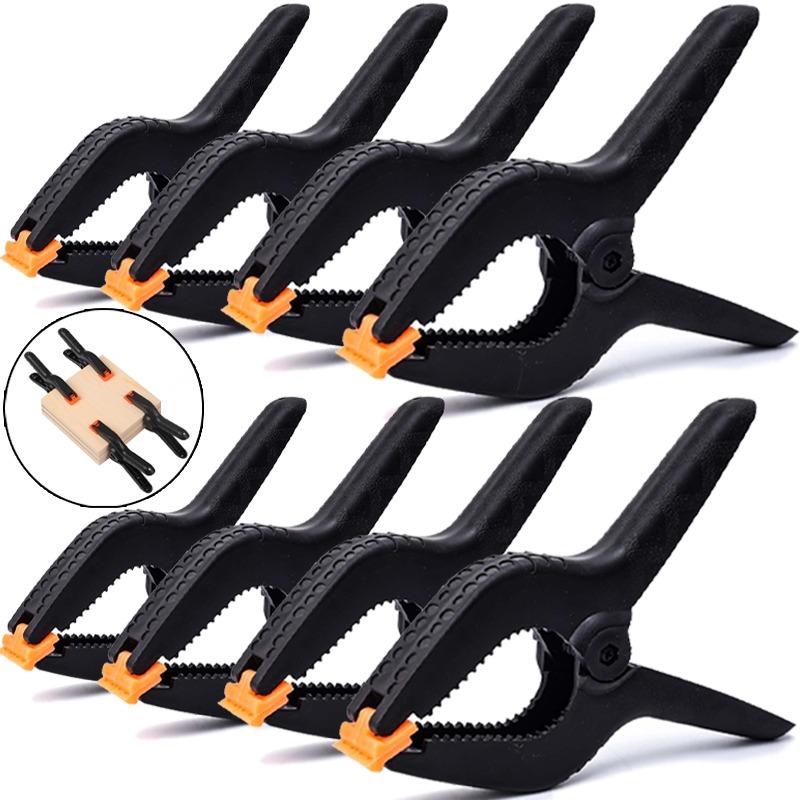 Plastic Nylon Woodworking Clamps Adjustable Spring Clamp for Backdrop Wood Working Craft Art DIY 2/3/4/6/9 Inch Black Clips