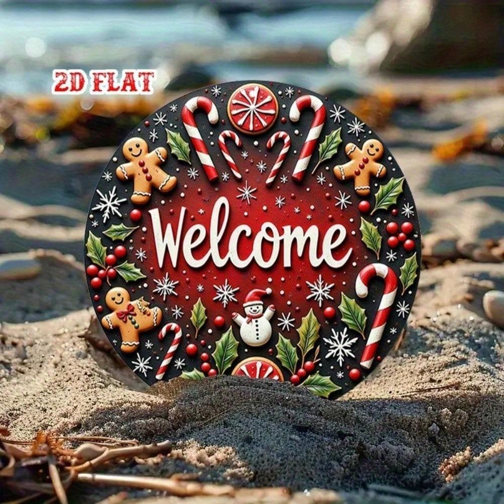 Retro 8x8 Inch Gingerbread Men Christmas Tin Sign Metal Wall Decor Vintage Kitchen Plaque Holiday Home