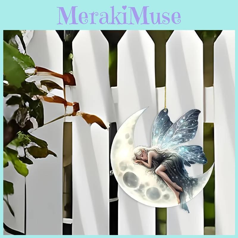 Acrylic Christmas Tree Flat Moon Elf Car Decoration With Minimalist Design For Home And Vehicle Use
