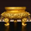 Brass Burner Ornament with Two Dragons Playing with A Pearl Three-Legged Tripod with Animal Heads for Home