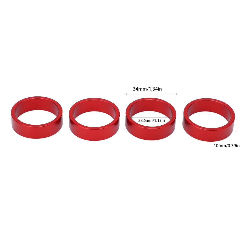 4 Pcs Aluminium Alloy Headset Pad Bike Handlebar Stem Spacers 28.6x10mmCelsius1.13x0.39in for Mountain Bike Road Bike