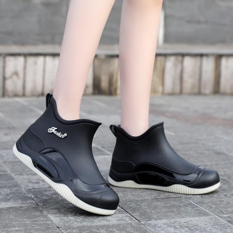 Women's Fashion Casual Anti Slip Waterproof Wear Resistant Midsole Rain Shoes Lightweight Rubber Shoes