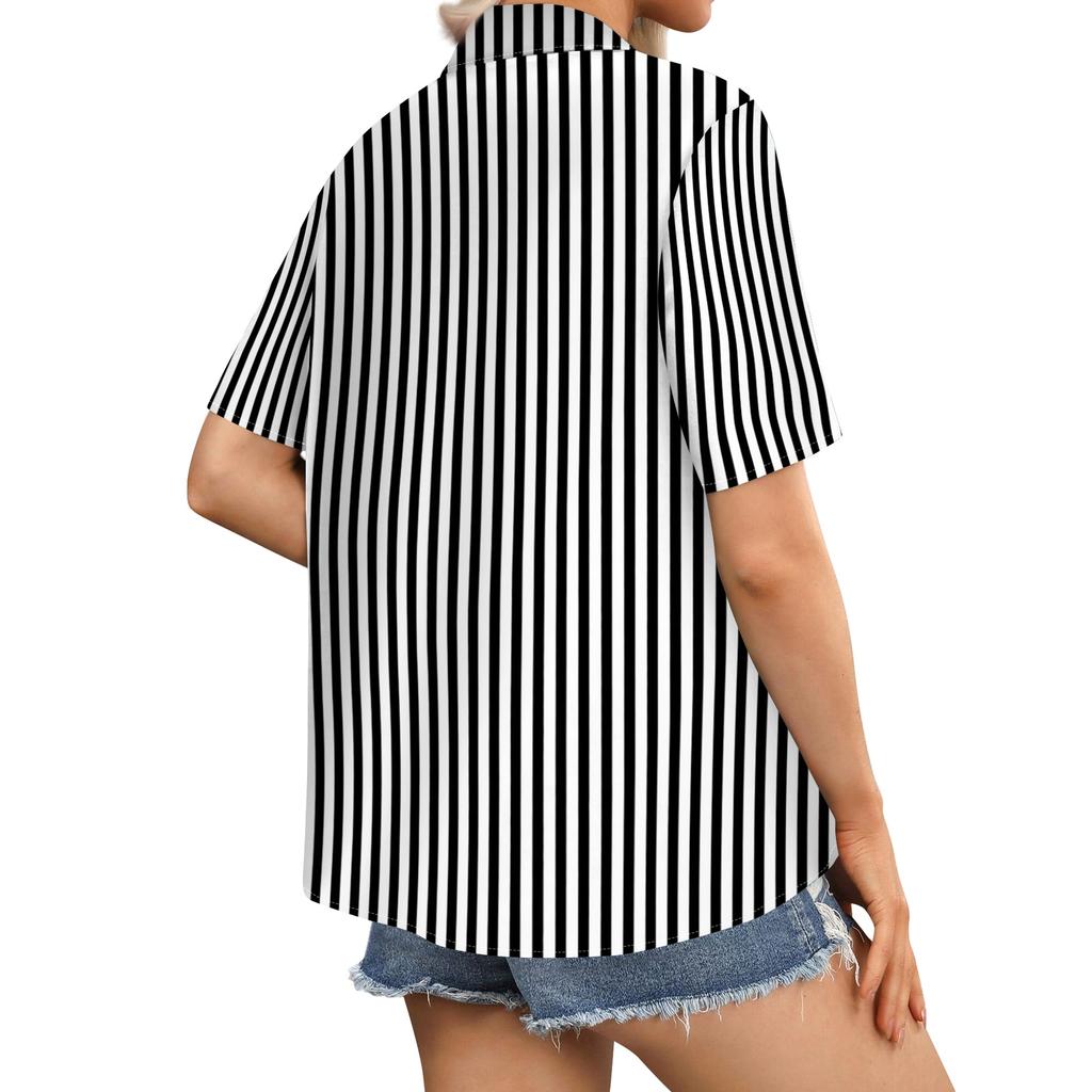 Chemise à manches courtes boutonnée pour femme - Coupe décontractée, blouse décontractée avec col, parfaite pour l'été