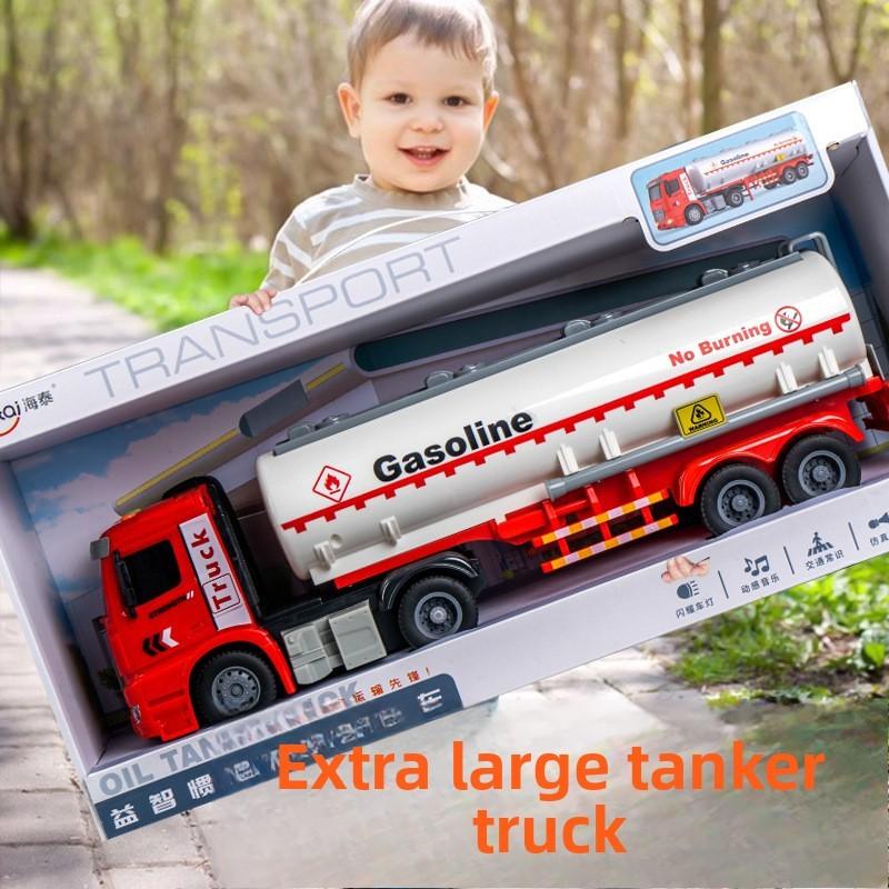 Childrens Large Plastic Fuel Tanker Inertia Drive With Lights Engineering Vehicle For Interactive Play