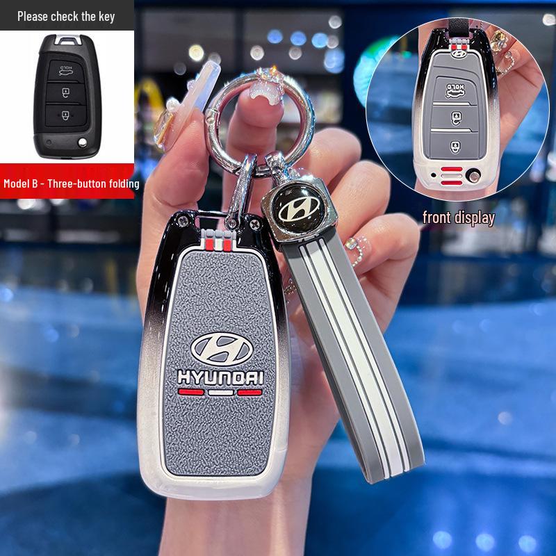 Hyundai Elantra & ix35 Verna Key Case - Metal Shell Folding Cover for 20 Models