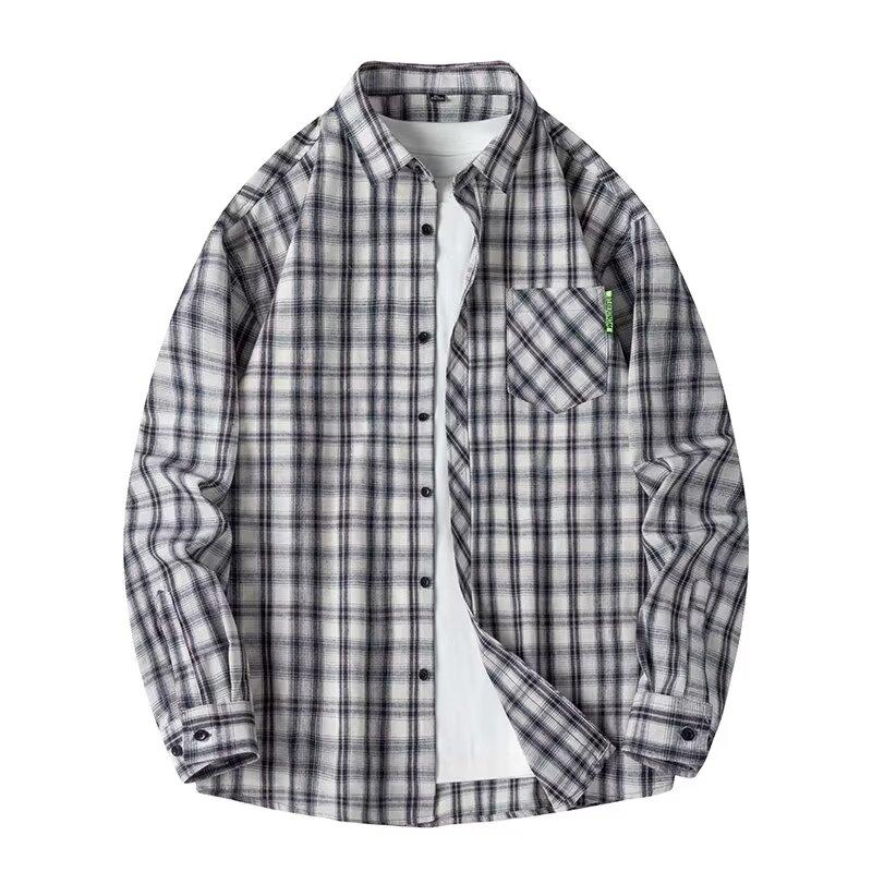 

Повседневная свободная куртка, мужская рубашка в клетку цвета коллизии, мужская модная универсальная трендовая рубашка 3XL темно-синий