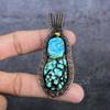 Natural Tibetan Turquoise Gemstone Copper Wire Wrap Jewelry Pendant 3.15" Z6F62