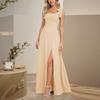 Spring new, fashionable, casual and elegant square neck split-ended sleeveless dress